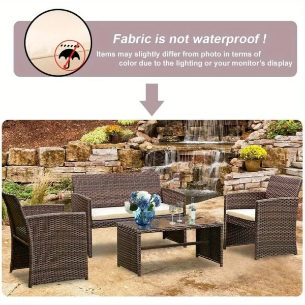 4-piece outdoor patio furniture Rattan chair Patio furniture wicker - Image 3