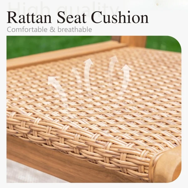 9-Piece Patio Outdoor Dining Table Chair Set, Rattan Furniture Set of 8 Rattan Chairs and 1 Acacia Wood Rectangular Table - Image 4