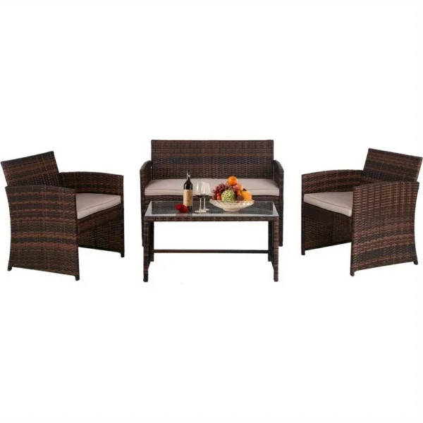 4-piece outdoor patio furniture Rattan chair Patio furniture wicker - Image 2