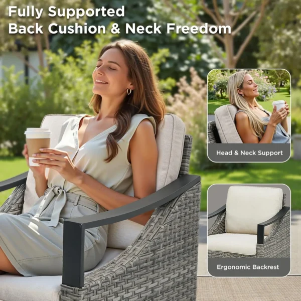 Outdoor Wicker High Back Sofa with Comfy Cushions patio furniture set patio furniture outdoor furniture set - Image 4