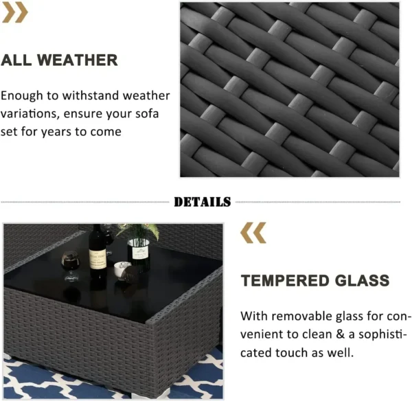 Patio Furniture Set Fire Pit Table, Outdoor Sectional Wicker Conversation Sofa Sets patio furniture patio furniture set - Image 6
