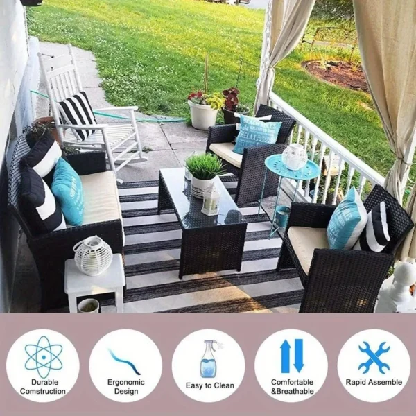 4-piece outdoor patio furniture Rattan chair Patio furniture wicker - Image 5