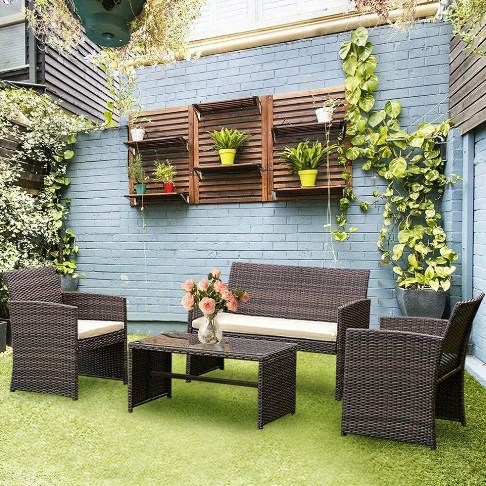 4-piece outdoor patio furniture Rattan chair Patio furniture wicker