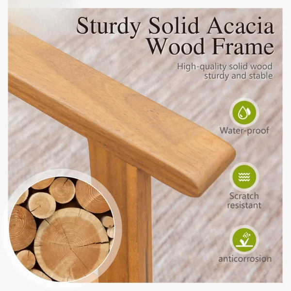 9-Piece Patio Outdoor Dining Table Chair Set, Rattan Furniture Set of 8 Rattan Chairs and 1 Acacia Wood Rectangular Table - Image 2