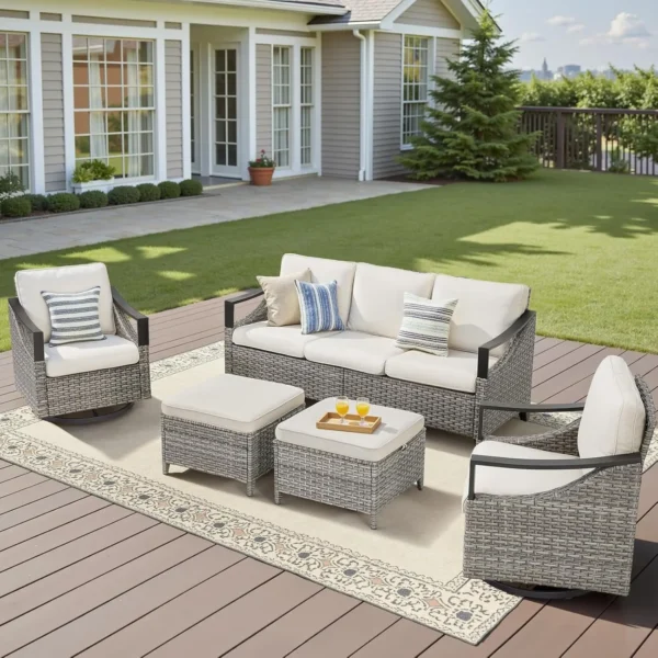 Outdoor Wicker High Back Sofa with Comfy Cushions patio furniture set patio furniture outdoor furniture set - Image 2