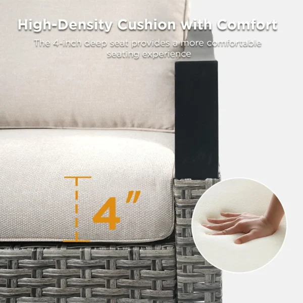 Outdoor Wicker High Back Sofa with Comfy Cushions patio furniture set patio furniture outdoor furniture set - Image 6